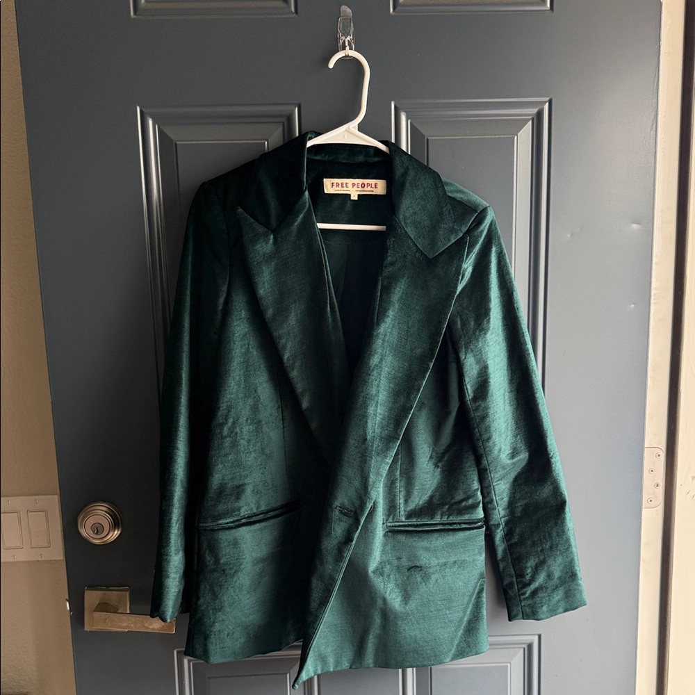 Free People Emerald Velvet Blazer